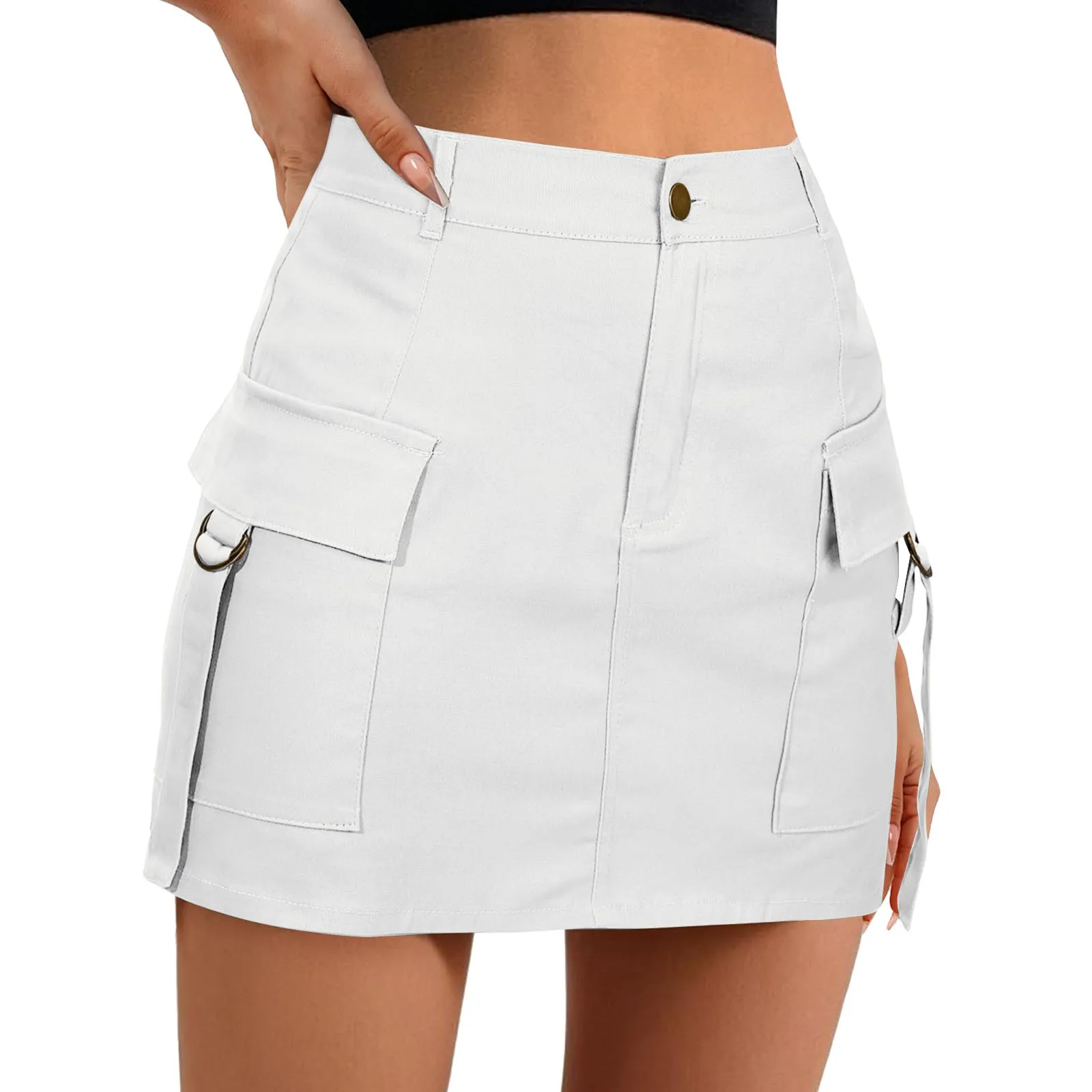 

Женская короткая юбка с карманами, Повседневная Удобная мини-юбка с подъемными ягодицами, одежда для повседневного ношения на лето