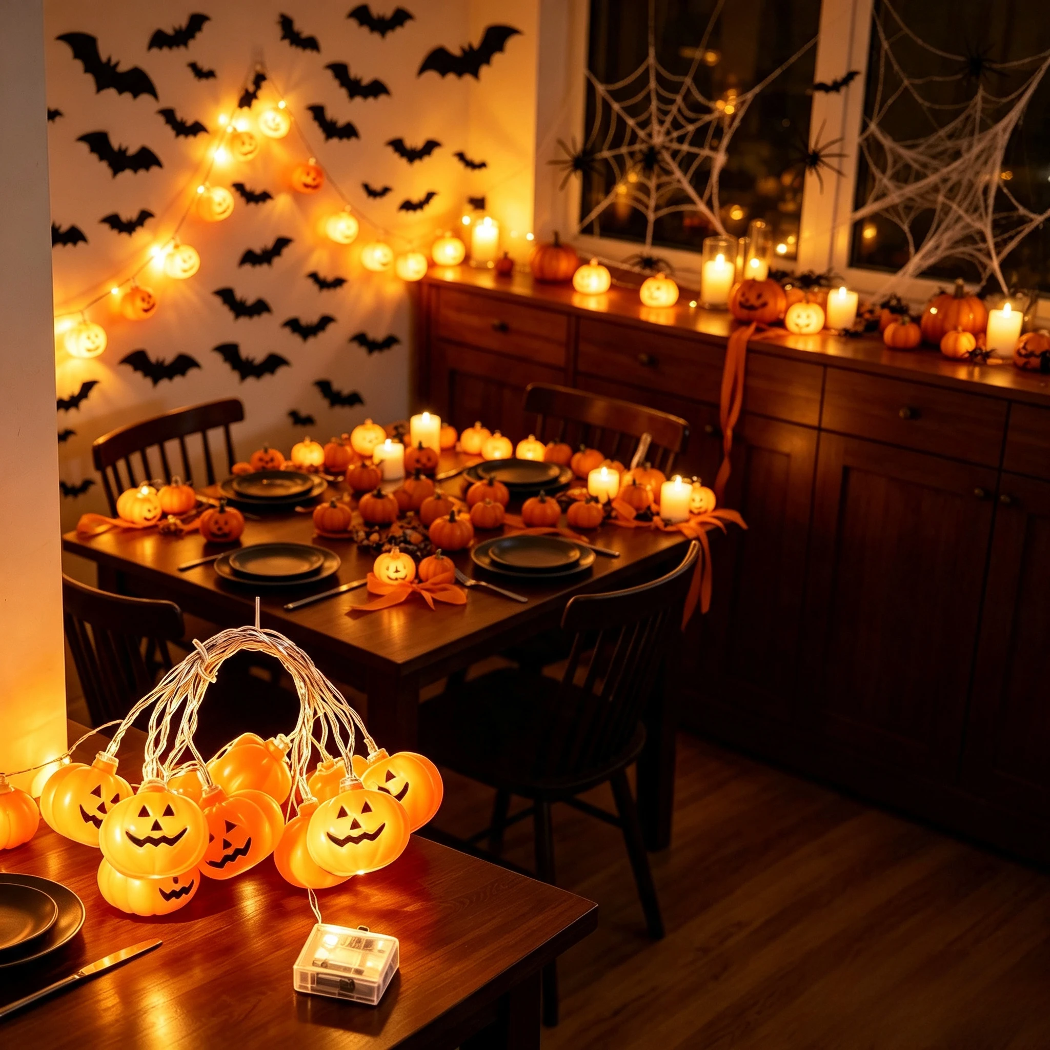 Pumpkin String Light Halloween Atmosphere Decorative Lamp Battery Powered for Halloween Home Bar Atmosphere Decor