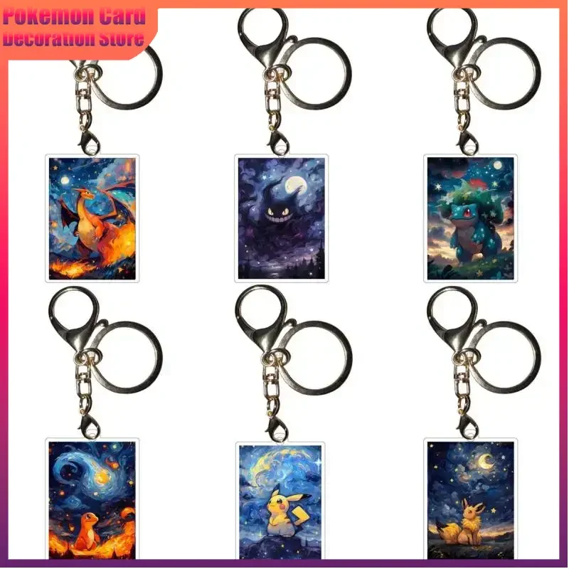 

Pokemon Gift Anime Charizard Keychains Gengar Squirtle Snorlax Bulbasaur Eevee Diy Acrylic Action Toy Figures Collection Pendant