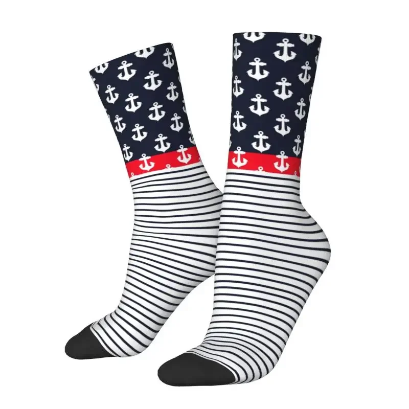 Anchor Texture Dress Sock Men Women Male Breathable Fashion Novelty Nautical Sailor Sea Style Crew Socks