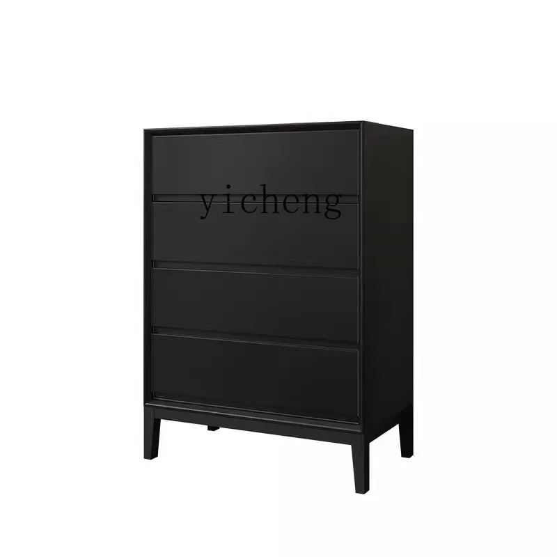 XL Solid Wood Four-Bucket Cabinet Black Drawer Chest of Drawers Storage Cabinet