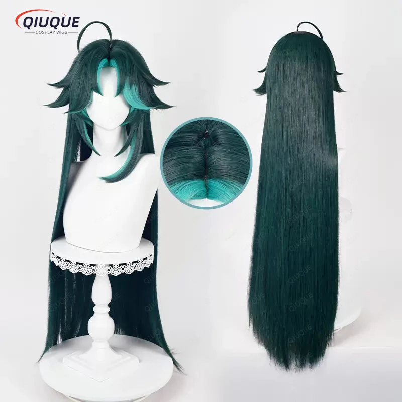 Game Genshin Impact Xiao Cosplay Peruca, Curto, Gradiente Azul Longo, Vermelho Gradiente Castanho, Resistente ao Calor, Cabelo Sintético, Boné Peruca