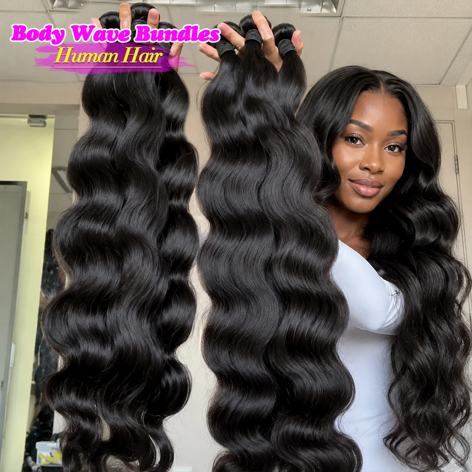 Raw Human Hair Bundles Body Wave Bundles Brazilian 30 40 Inch Virgin Remy Hair Extensions For Women Sew In Quick Weave Bundle