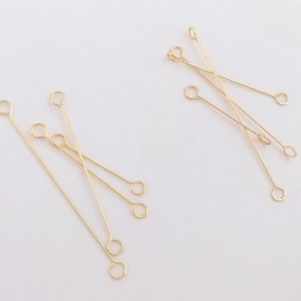 

14K Gold Color Double-head 9-character Needle Ring Vertical Ring Connecting Rod Stud Earrings, Hanging Rod Jewelry Accessories