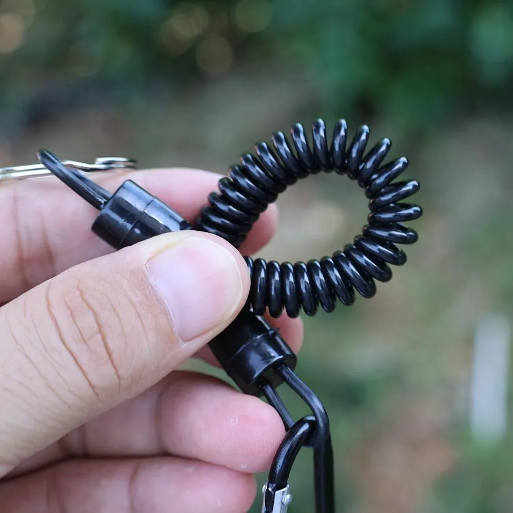 Retractable Anti-Lost Keychain with Keyring Carabiner High Elastic Coiled Spring Rope Safety Lanyard for Fishing Pliers