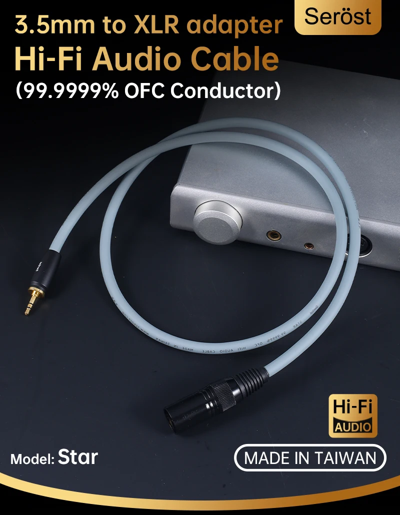 Serost Star HiFi Audio sauerstofffreies Kupfer OFC 3,5mm AUX zu XLR Balance-Adapter-Verbindungskabel für Mikrofon, Verstärker, Lautsprecher – Detail 1