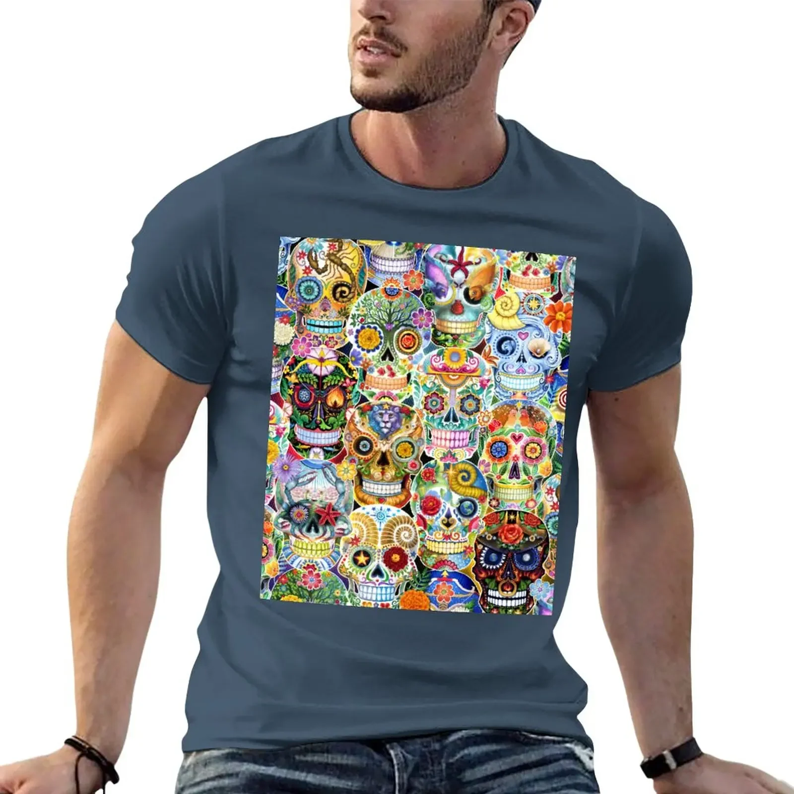 Sugar Skull Collection T-Shirt anime clothes boys whites slim fit t shirts for men