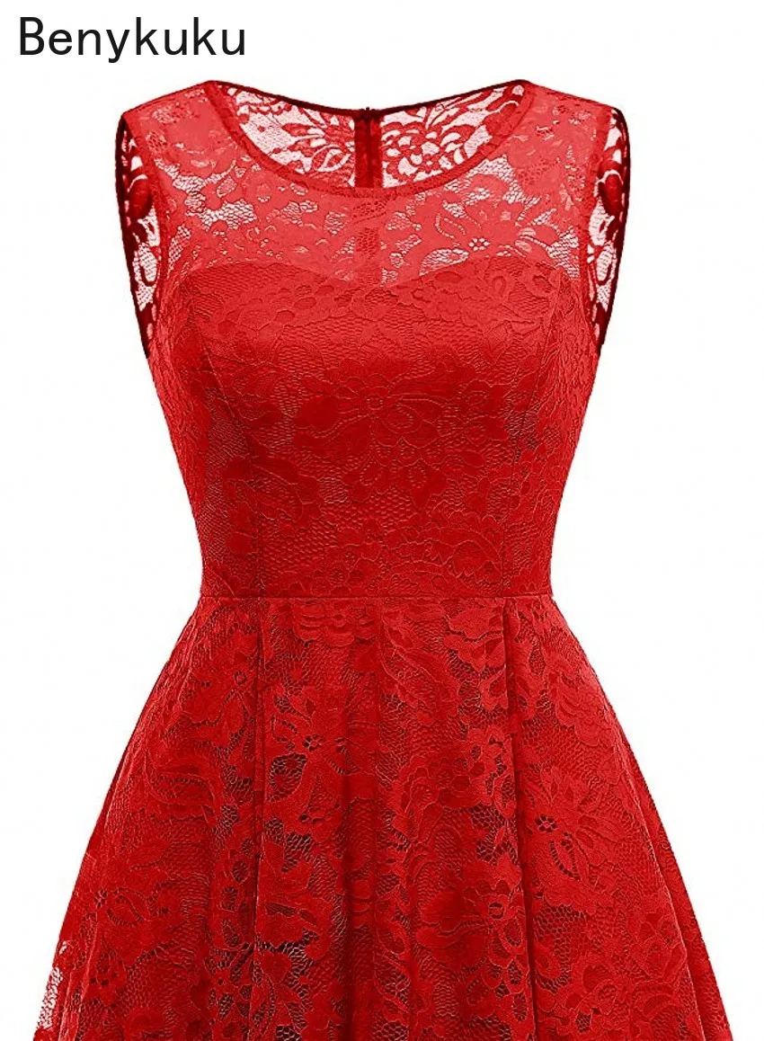 Vestido largo de encaje para mujer, traje Sexy sin mangas, asimétrico, rojo, negro, blanco, 2024