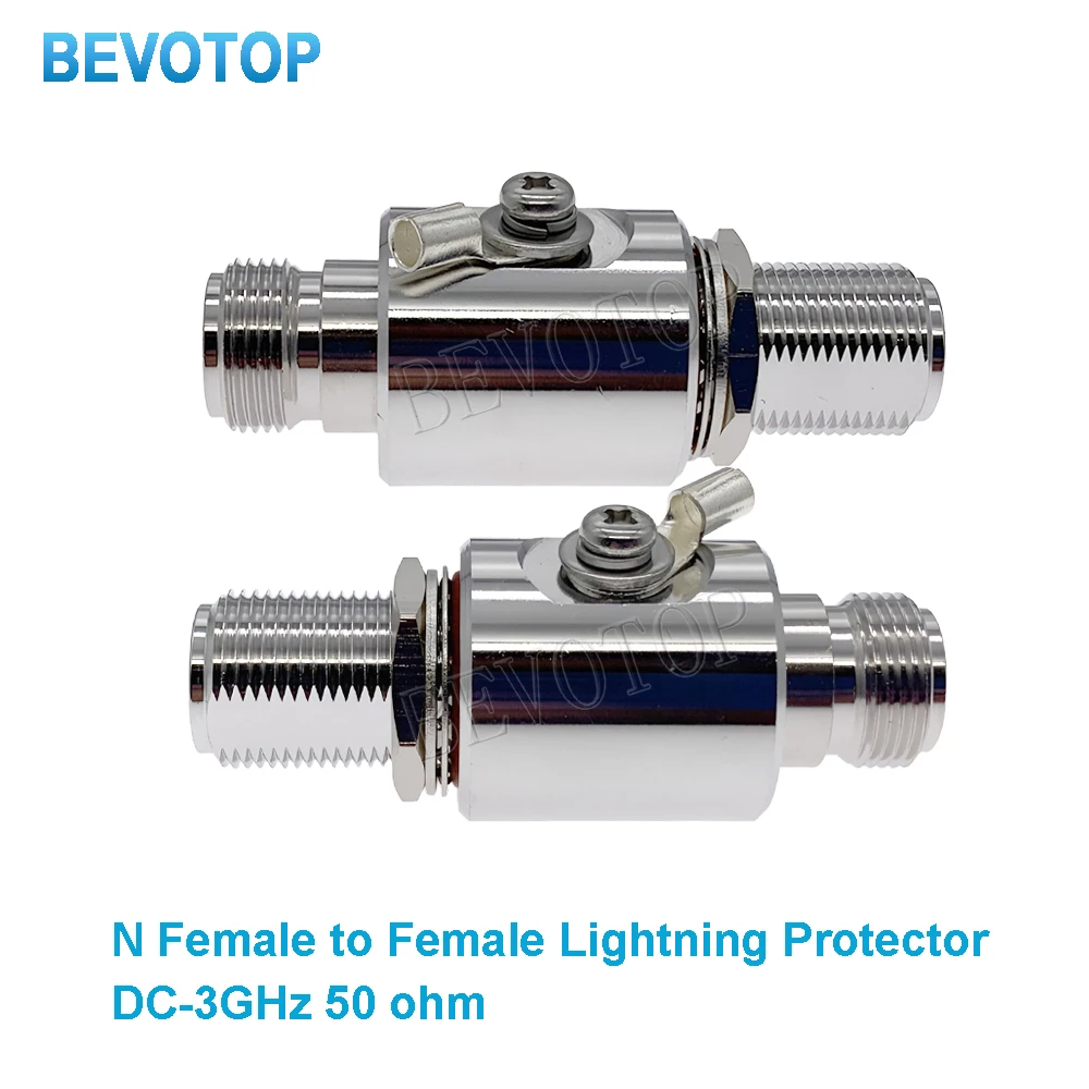 N-Type 3GHz Coaxial Lightning Arrestor Surge Protector Female to Female 50ohm Gas Discharge for HAM CB Radio WLAN WiFi