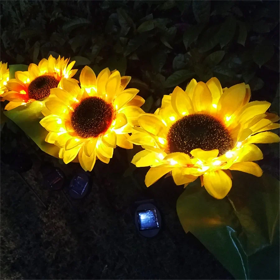 Novel Solar Led Light Outdoor Sunflowers Lamp Waterproof Landscape Lawn Lamps Garden Decoration for Courtyard Pathway Lighting