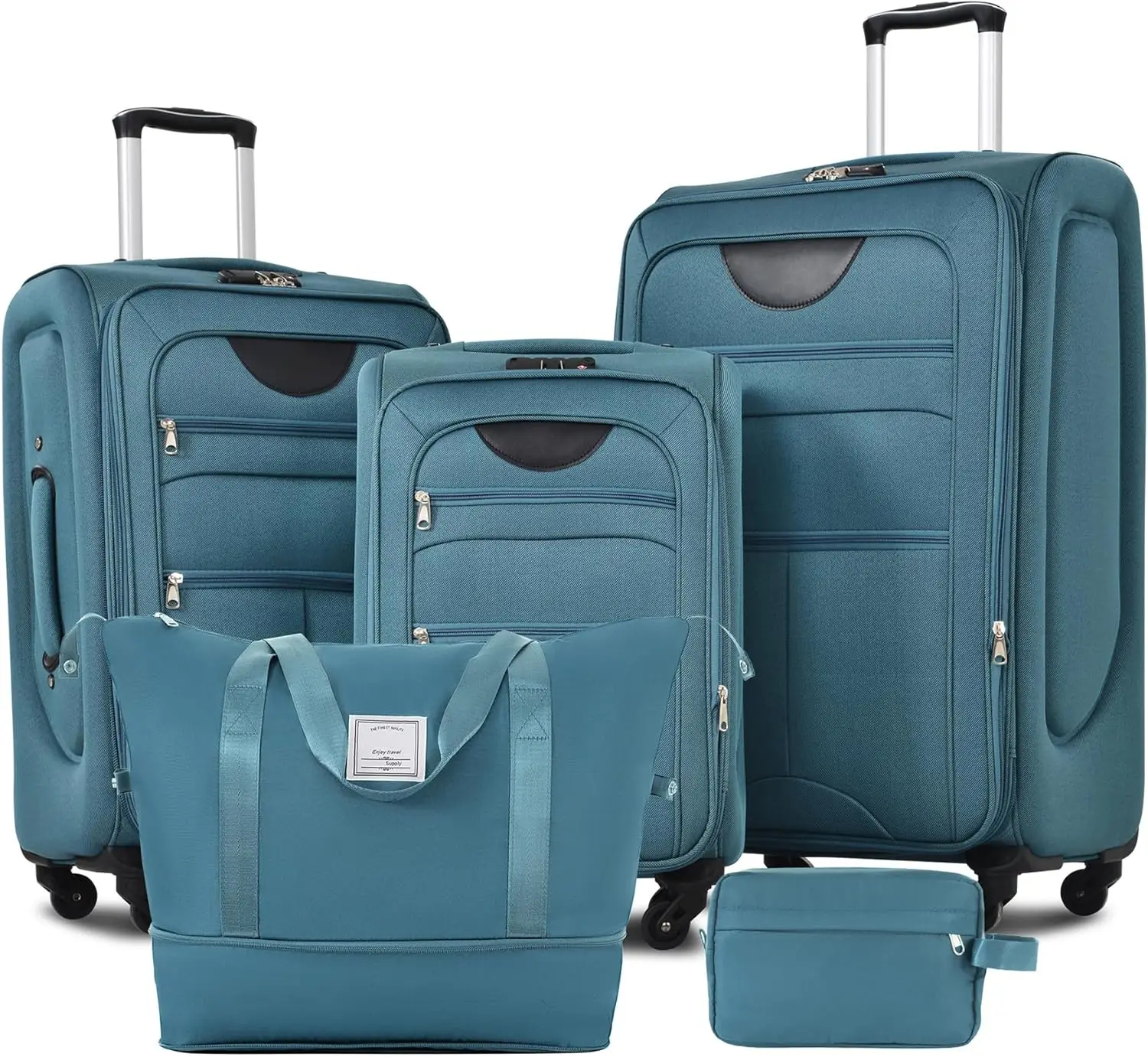 Ensembles de bagages souples extensibles légers, valise de voyage de grande capacité, roue tournante, serrure Tsa, accès facile, 3 pièces