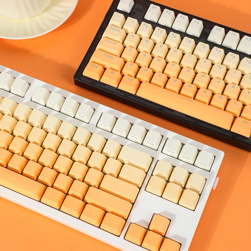 Clear orange keycap gradual change light transmission PBTOEM side engraved 68758098 mechanical keyboard