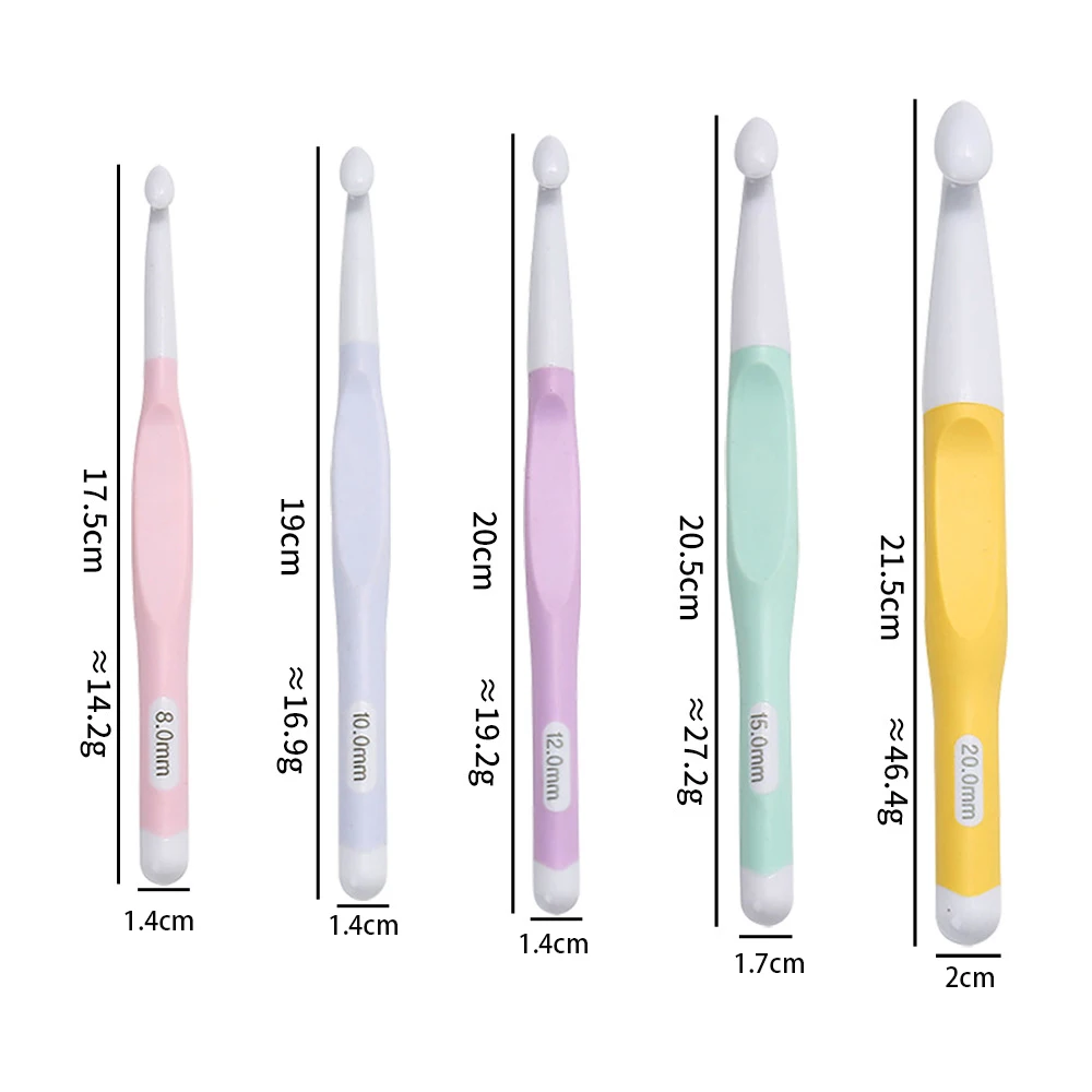 5 قطعة مجموعة خطافات كروشيه 8/10/12/15/20 مللي متر قبضة مريحة المنزل نسج الغزل الحرفية DIY أدوات الحياكة المنزلية #2