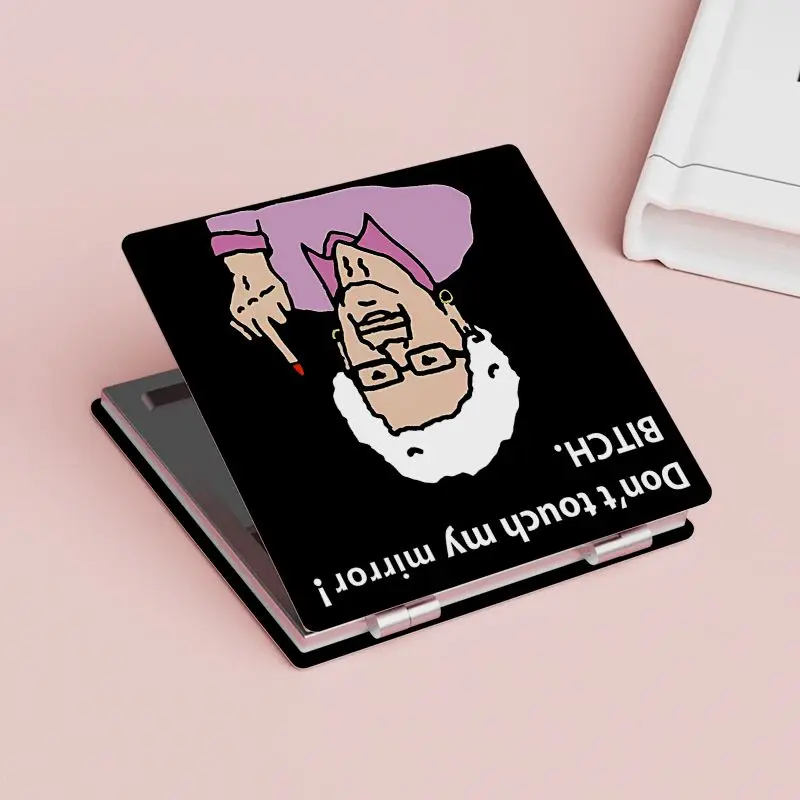 مرآة صغيرة مخصصة على الوجهين، مرآة مكياج محمولة، مرآة جيب مضحكة، مرآة جيب صغيرة قابلة للطي