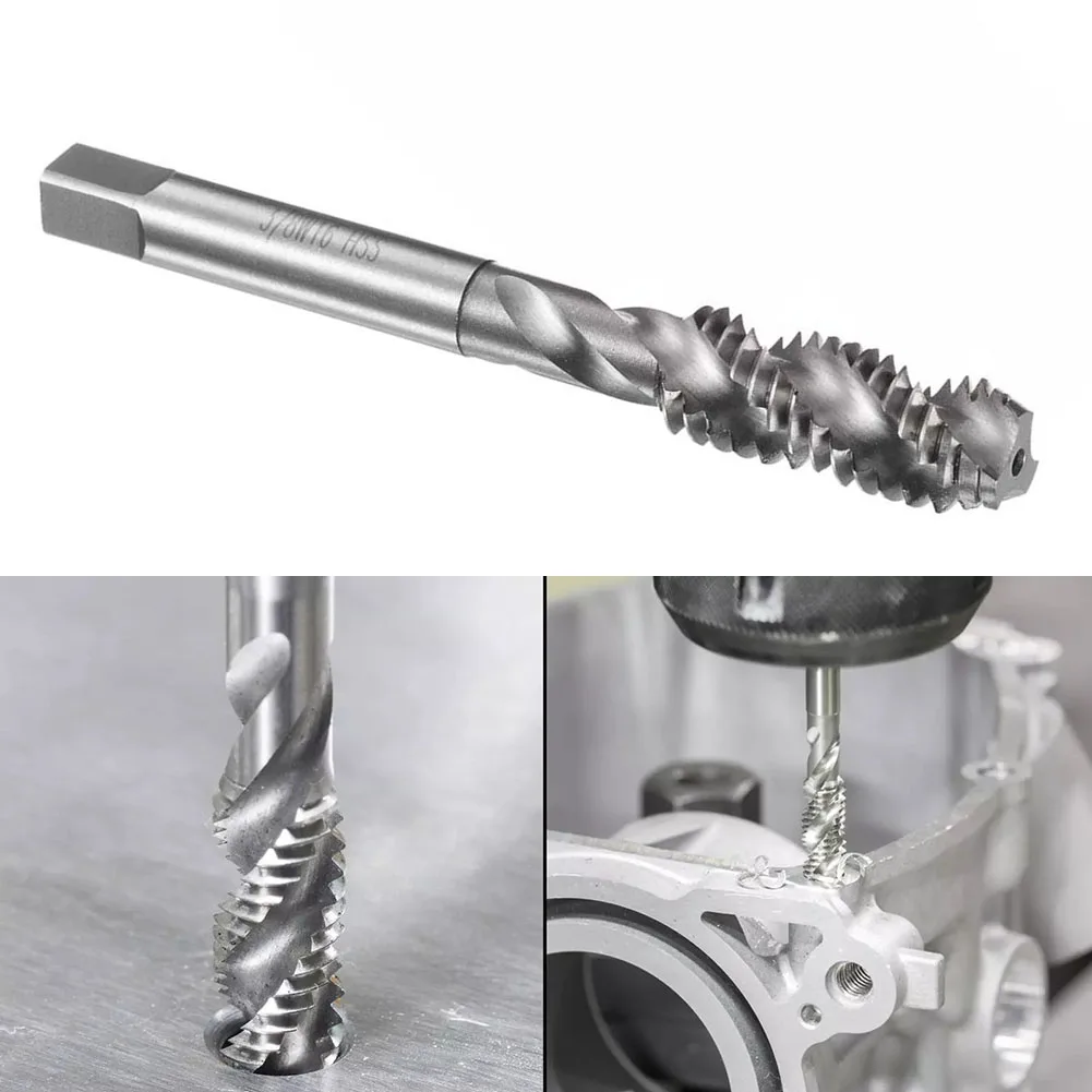 1pcs Machine Tap Spiral Point Threading Tap 3/8-16 High Speed Steel Machine Thread Screw Tap 3 Straight Flutes Uncoated Tap Tool