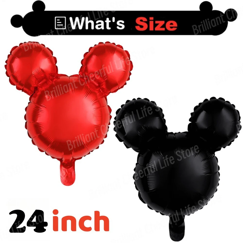 Mickey Mouse Aluminum Foil Balloons, Birthday Party Decoration, Kids Toys Supplies, Air Globos, Black, Red, Baby Shower, 24\
