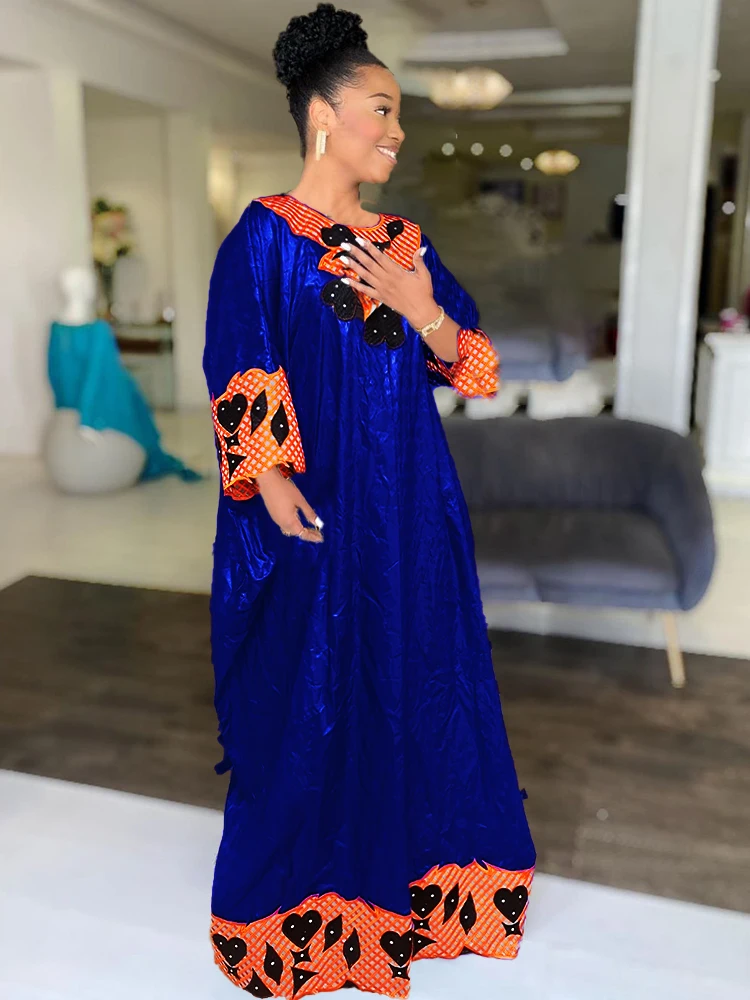 

Original Bazin Riche Long Dresses For African Nigeria Women Party Clothing Shiny Bazin Riche Dashiki Robe With Guipure Clothing