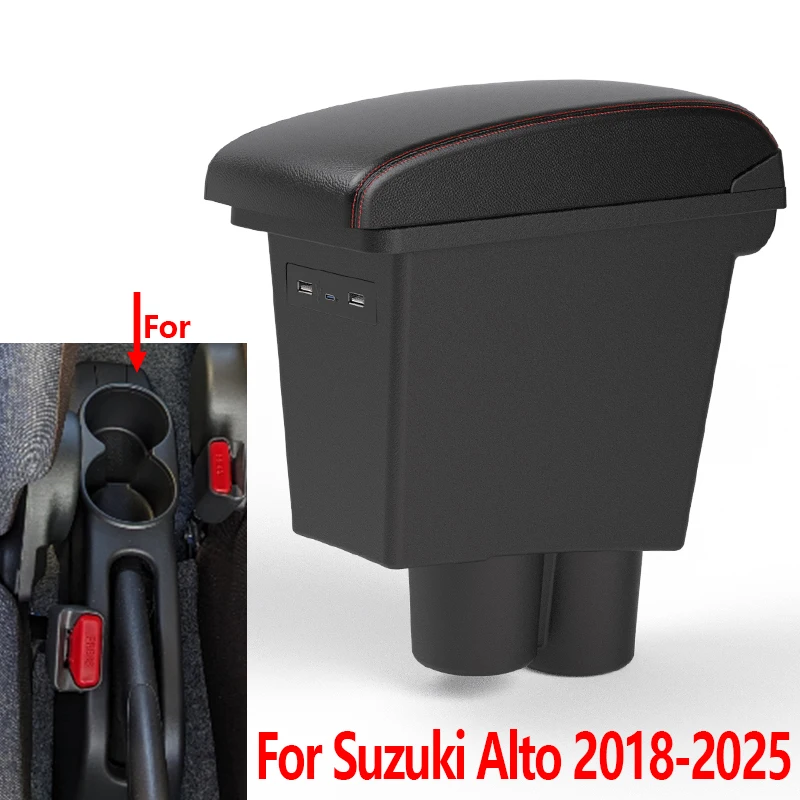 

Armrest For Suzuki Alto 2018-2023 2024 2025 No Drilling Center Console Storage Box Interior Retrofit Parts Accessories with USB