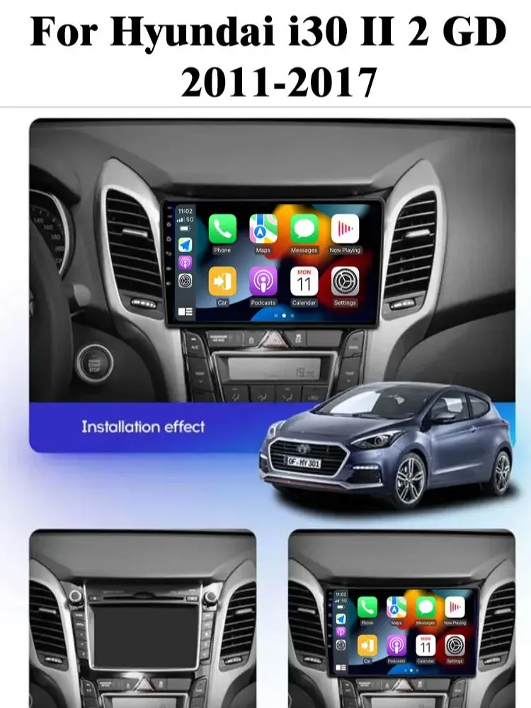 Autoradio Multimedia Autoradio Android 14 For Hyundai i30 II 2 GD 2011-2017 Carplay Android Auto Wireless Bluetooth 8Core wifi