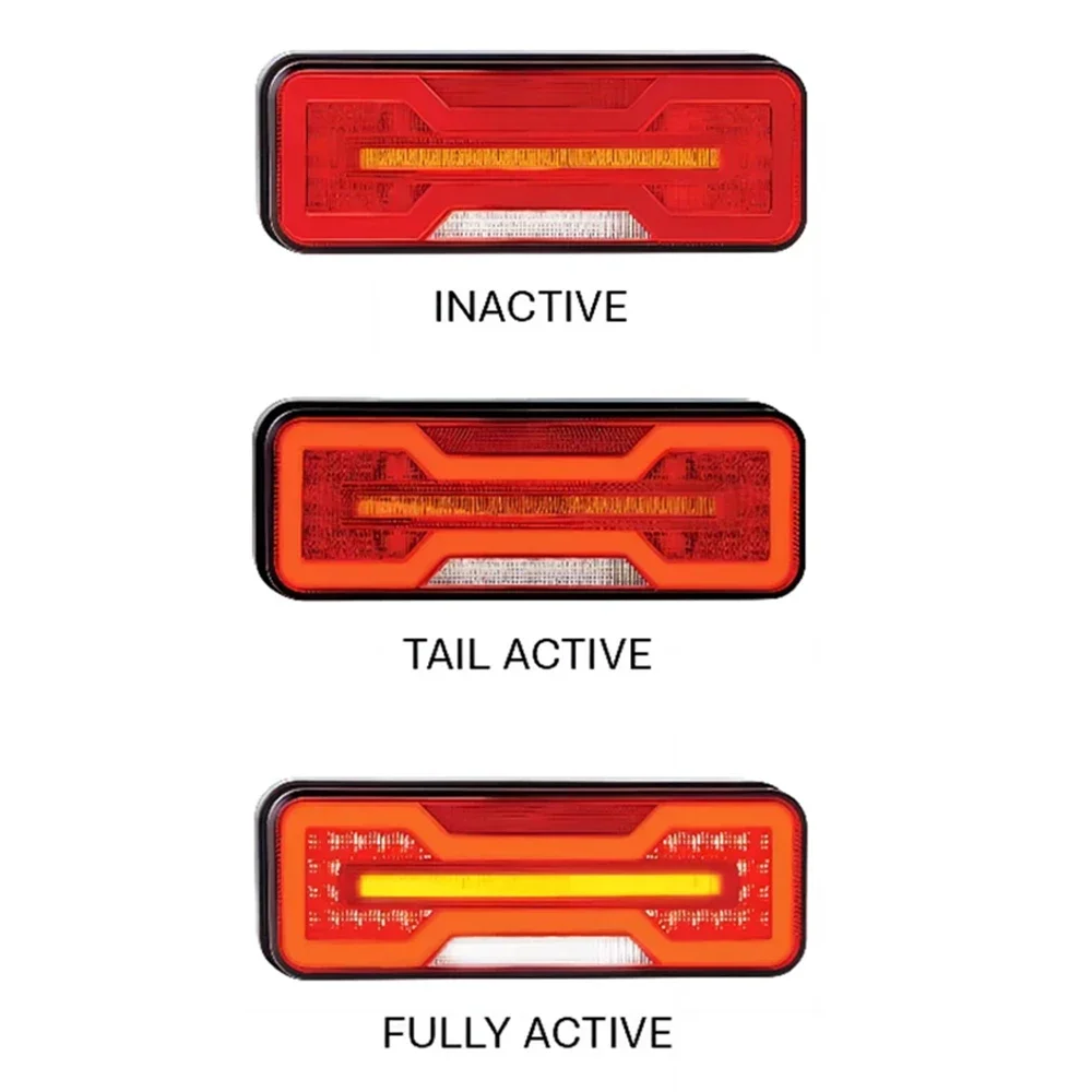 2pcs 12V 24V LED Rear Tail Light Multi-function Turn Signal Brake Reverse Flowing Lamp Waterproof Trailer Truck Caravan Camper