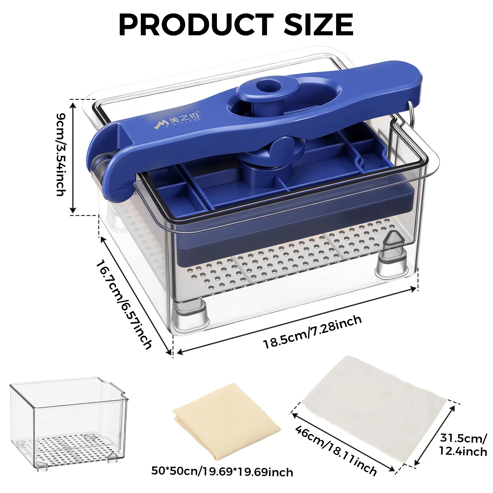 DIY Plastic Tofu Press Mold Homemade Tofu Mold Adjustable Pressure Multi Purpose Kitchen Strainer Kitchen Cooking Gray