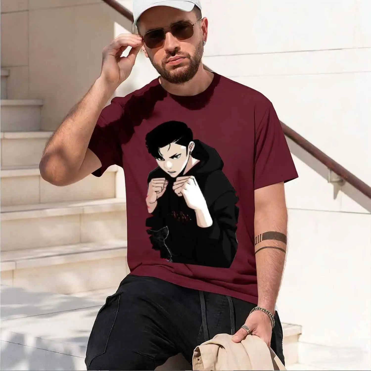 Za ( Jin Sung) Lookism Manhwa Design T-Shirt Blouse whites plain t shirts men 2026 New Model Short-sleeve crewneck T-Shirt Class view 6