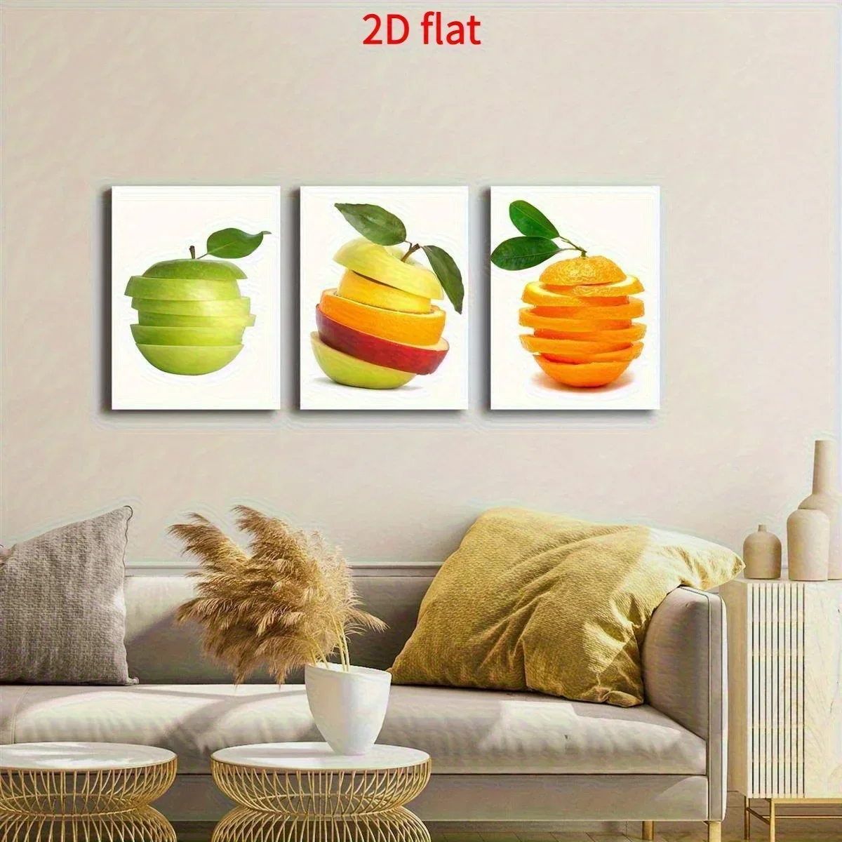 3 PCS 2D - Halloween decorations - Decorative painting Fruit slices canvas art triptych posters-halloween - decorations-paint
