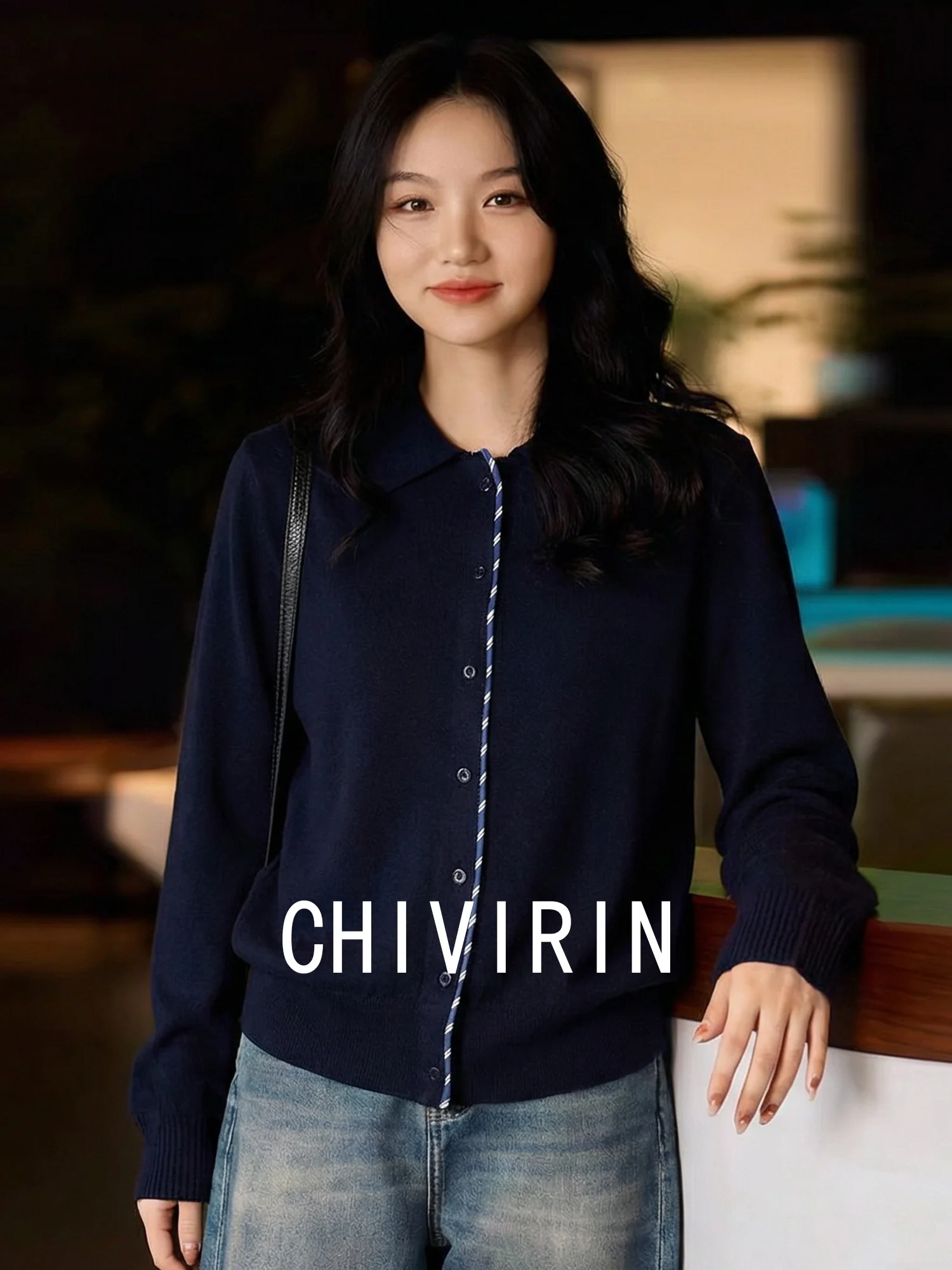 

Spring Commute Slim Fit ort Knitted Cardigan Women's Ne Color Blo Woolen Knitwear Casual mat Sle