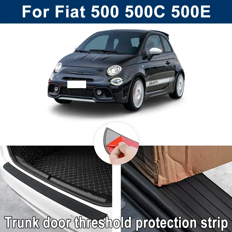 Car Trunk Sill Anti-scratch Guard Strip For Fiat 500 500C 500E - Rear Bumper Rubber Protector Decorative Cover Sticker