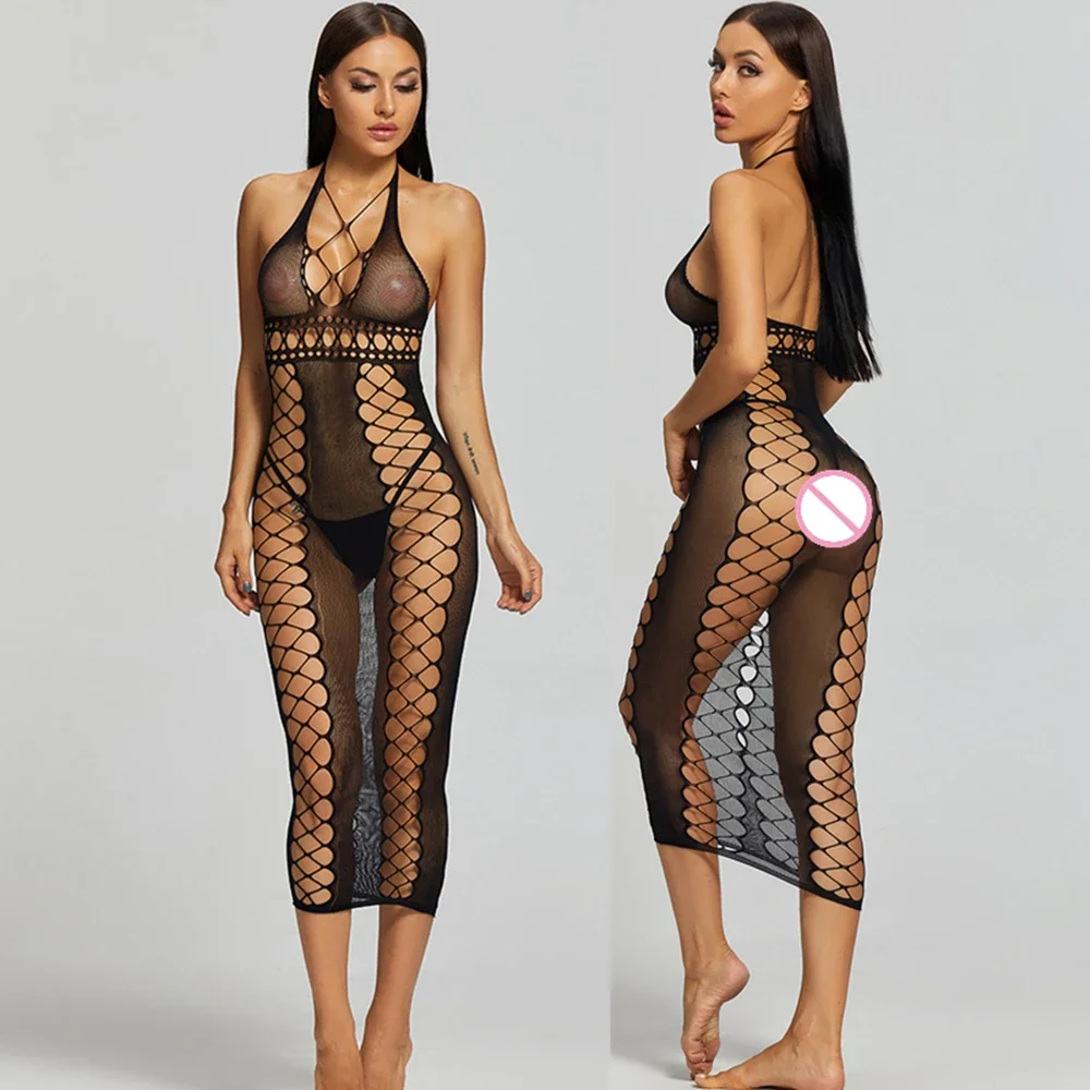 Sexy Lingerie Erotic Hot Women Bodystocking Bodysuits Open Crotch Tights Transparent Body Stockings Sex Clothes Mesh Underwear