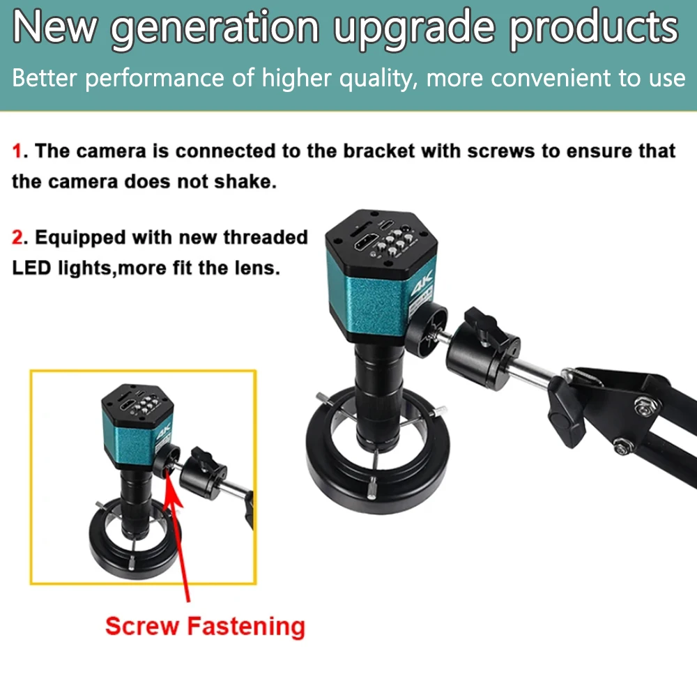 Imagem -04 - Microscópio Industrial com Lente C-mount Câmera Digital Hdmi Usb-c Vga Medição para Pcb Solda Faça Você Mesmo 1080p 4k hd 150x 48mp 13mp