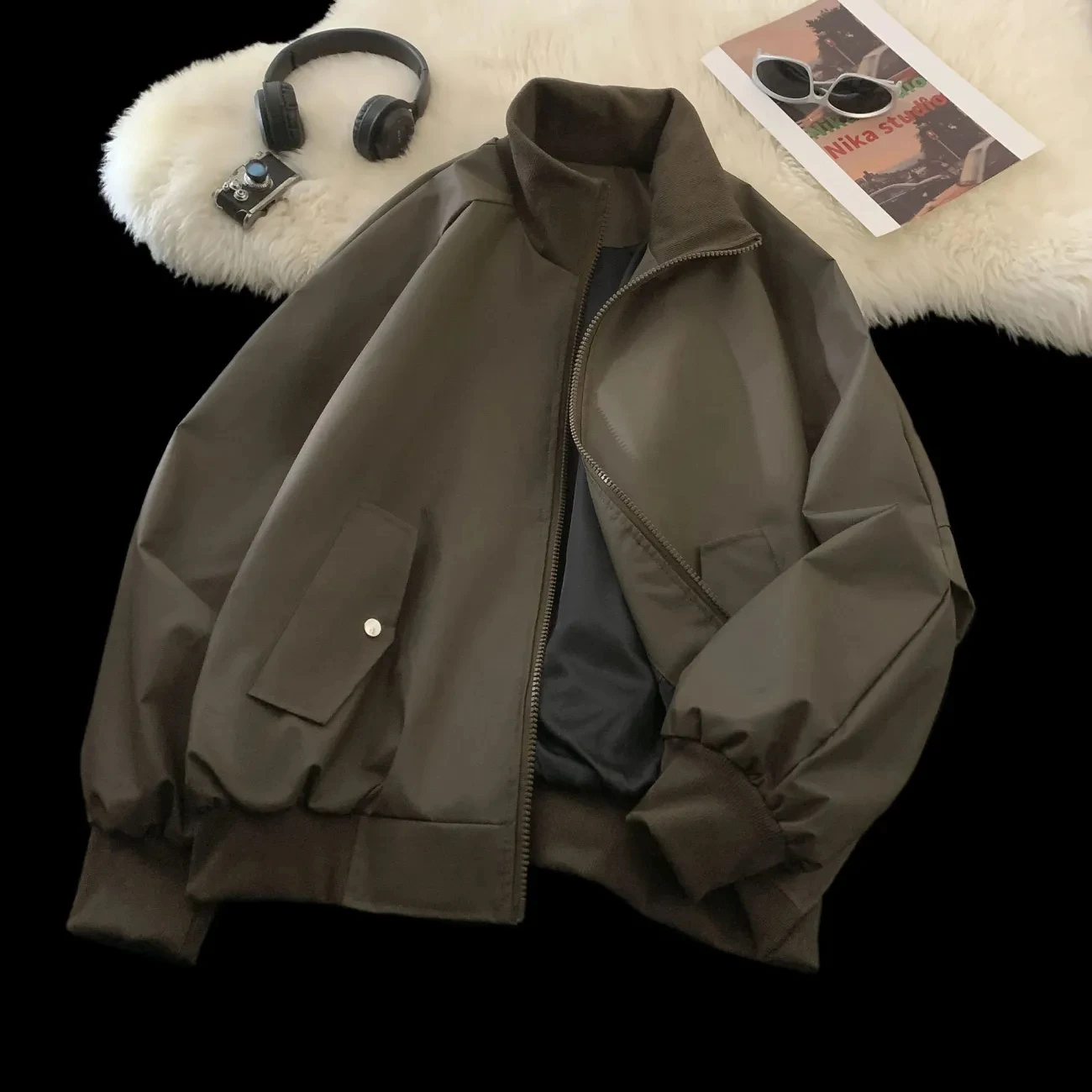 Ladies Fashion Zipper Faux Leather Jacket Spring Autumn Women Long Sleeves Leather Coat 2026 Female Casual PU Leather Outwear