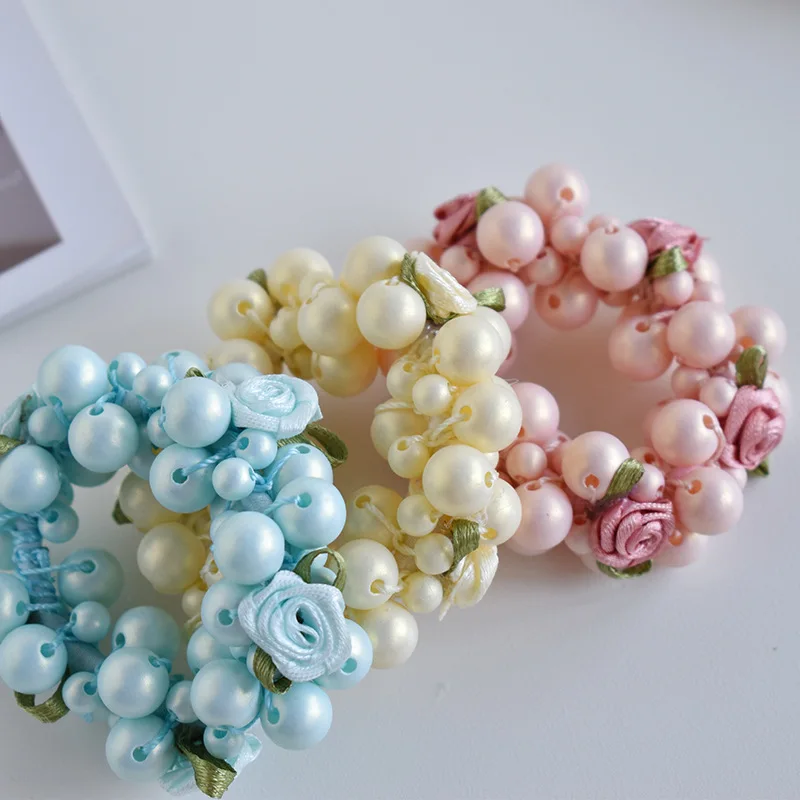 New candy color pearl headband custodia in pelle semplice da donna accessori per capelli elastico corda per capelli copricapo fasce elastiche per capelli