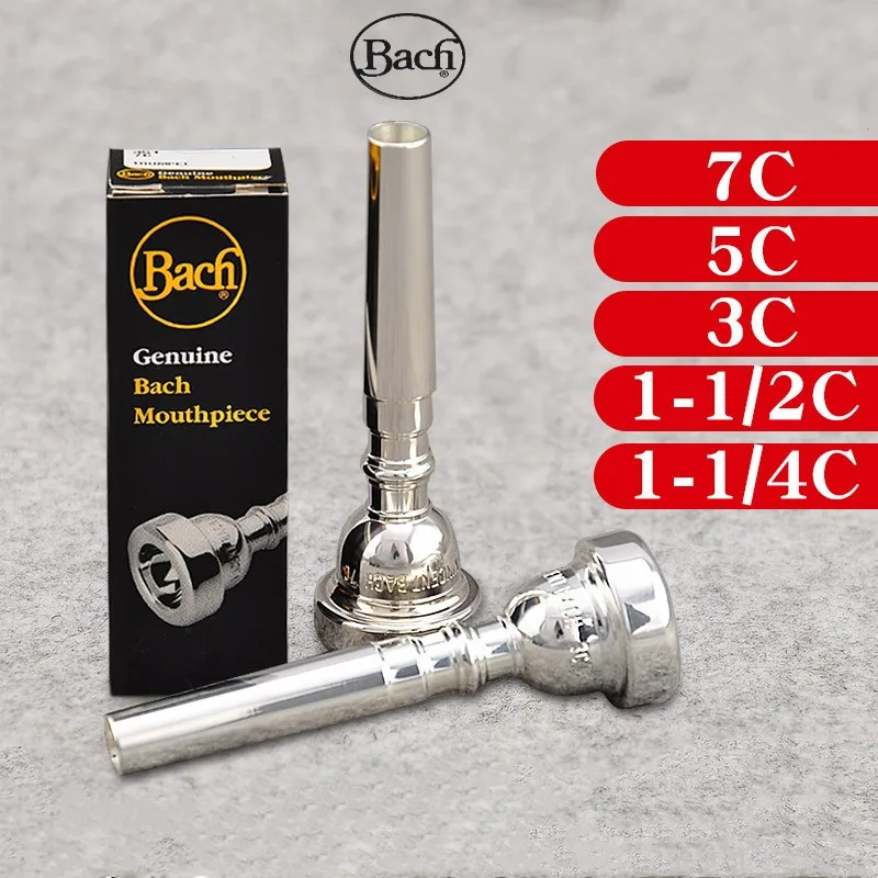 BACH Bb boquilla de trompeta 7C 5C 3C tamaño Pro, instrumentos musicales de latón de cobre chapados en plata/oro, accesorios de trompeta