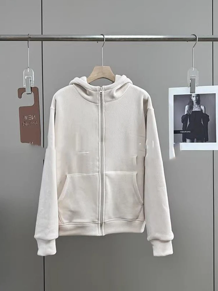 女性用両面フード付きジャケット,ゆったりとした厚手のカジュアルウェア,暖かいフリース,韓国スタイル,冬