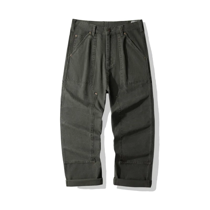 OKONKWO B01 Lumber Pants Amekaji WABASH Striped Denim Workwear Tooling Pants Outdoor Hiking Climbing Camp Labor Canvas Trousers