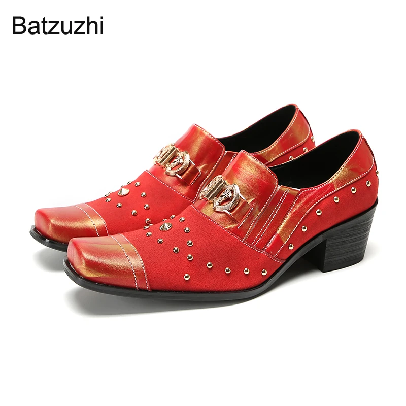 

Batzuzhi Men's Shoes Slip on Italian Type Handsome Leather Dress Shoes Men Buckles Fashion Business, Party, Wedding Shoes Man