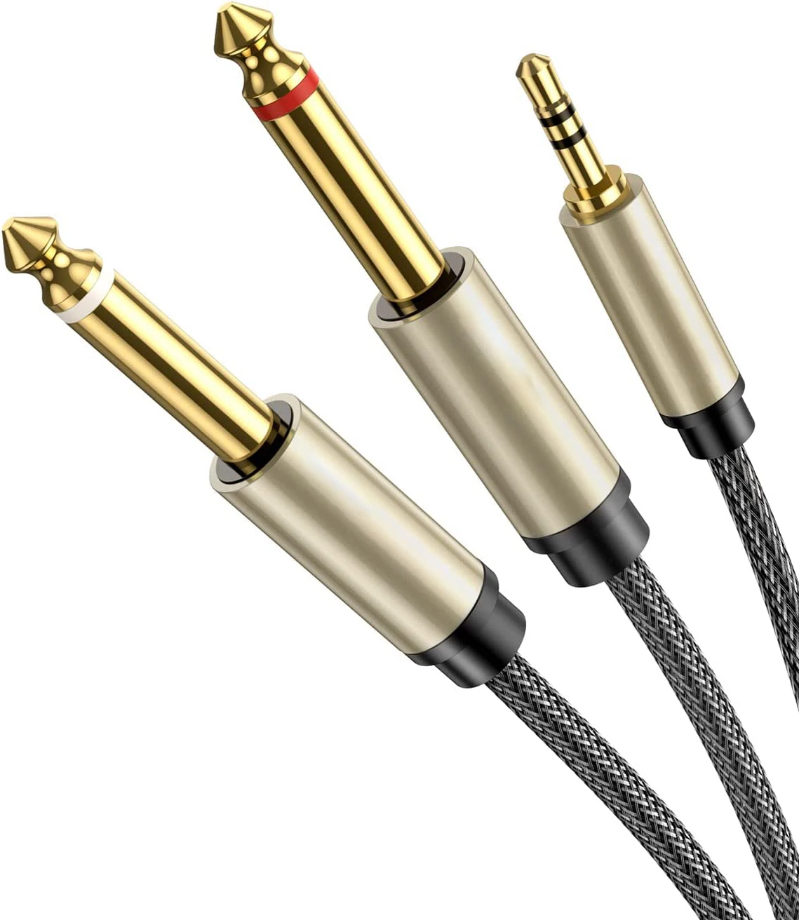 1/8 to 1/4 Stereo Cable (6ft/2m), 3.5mm 1/8 TRS to Dual 6.35mm 1/4 TS Mono Breakout Cable Y Splitter Stereo Cord Adapter