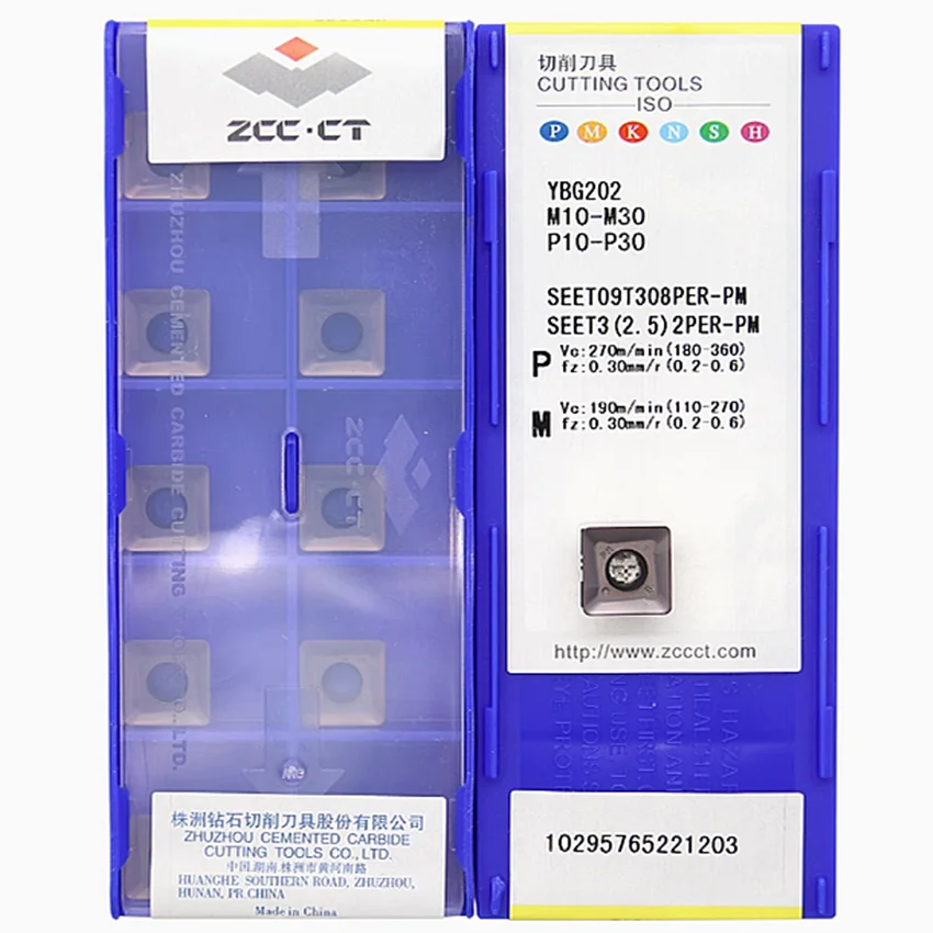 

SEET09T308PER-PM YBG202/SEET09T308PER-PM YBD152 ZCC.CT SEET09T308PER-PM CNC blade carbide inserts milling inserts 10pcs/box