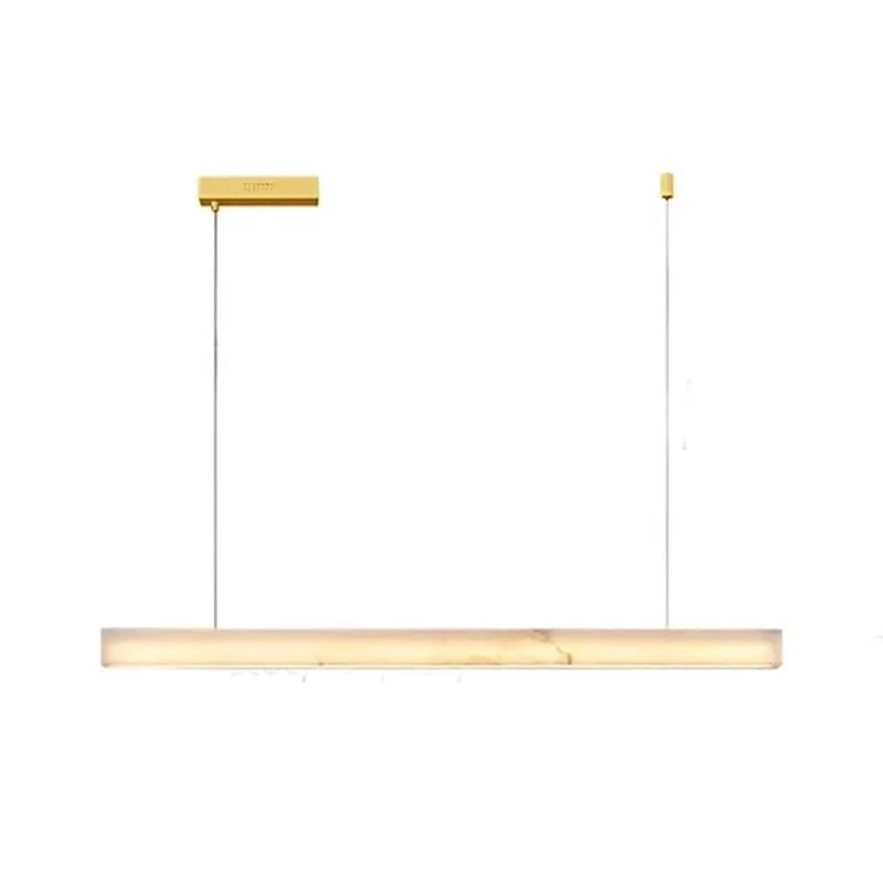 Natural marble restaurant chandelier, all copper, light luxury dining table, island tea room, one-word study lamp