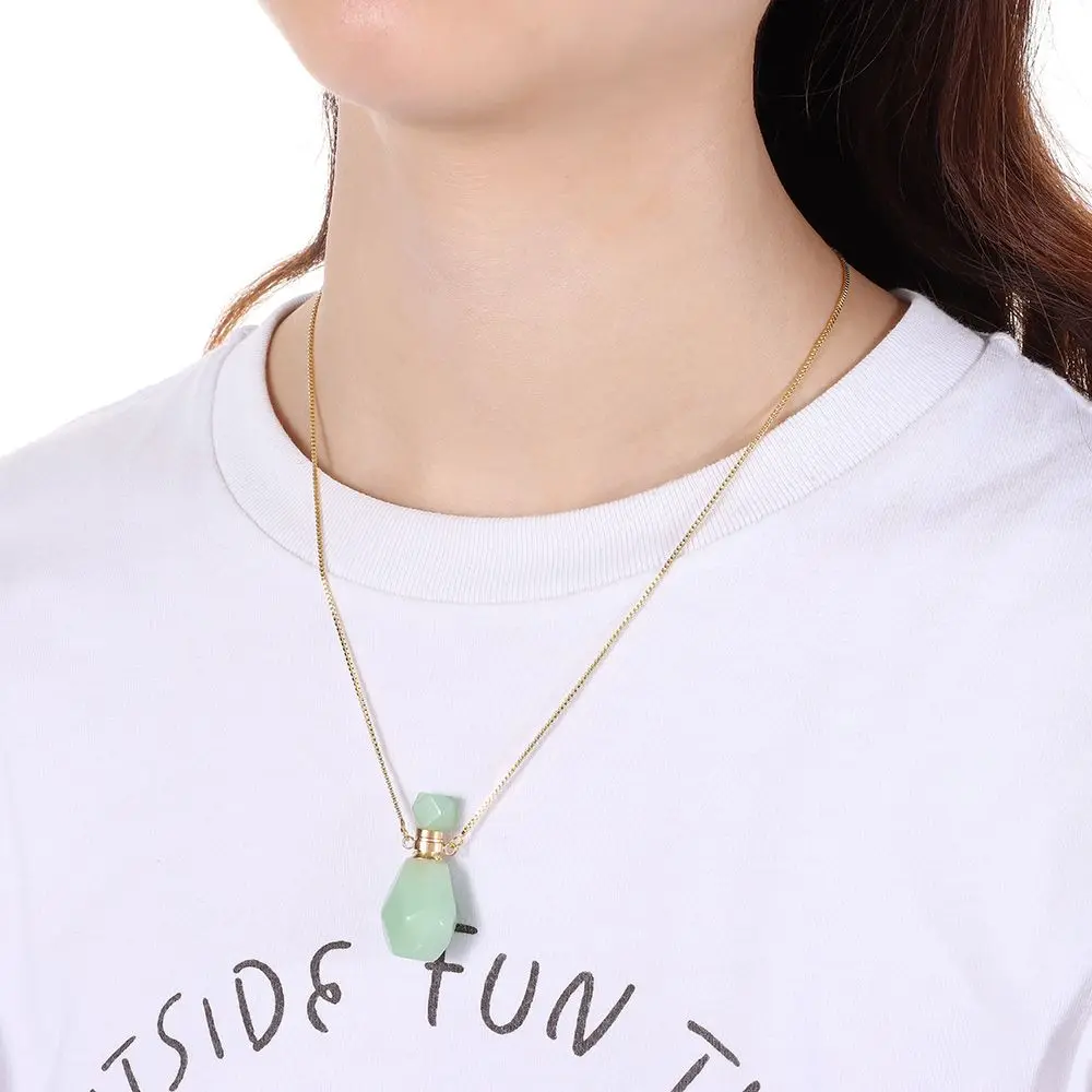 قلادة تعليق من الحجر الطبيعي للسيارة ، قلادة قطرة الماء ، قلادة زجاجة عطر ، قارورة موزع الزيت ، هدية مجوهرات للرجال والنساء