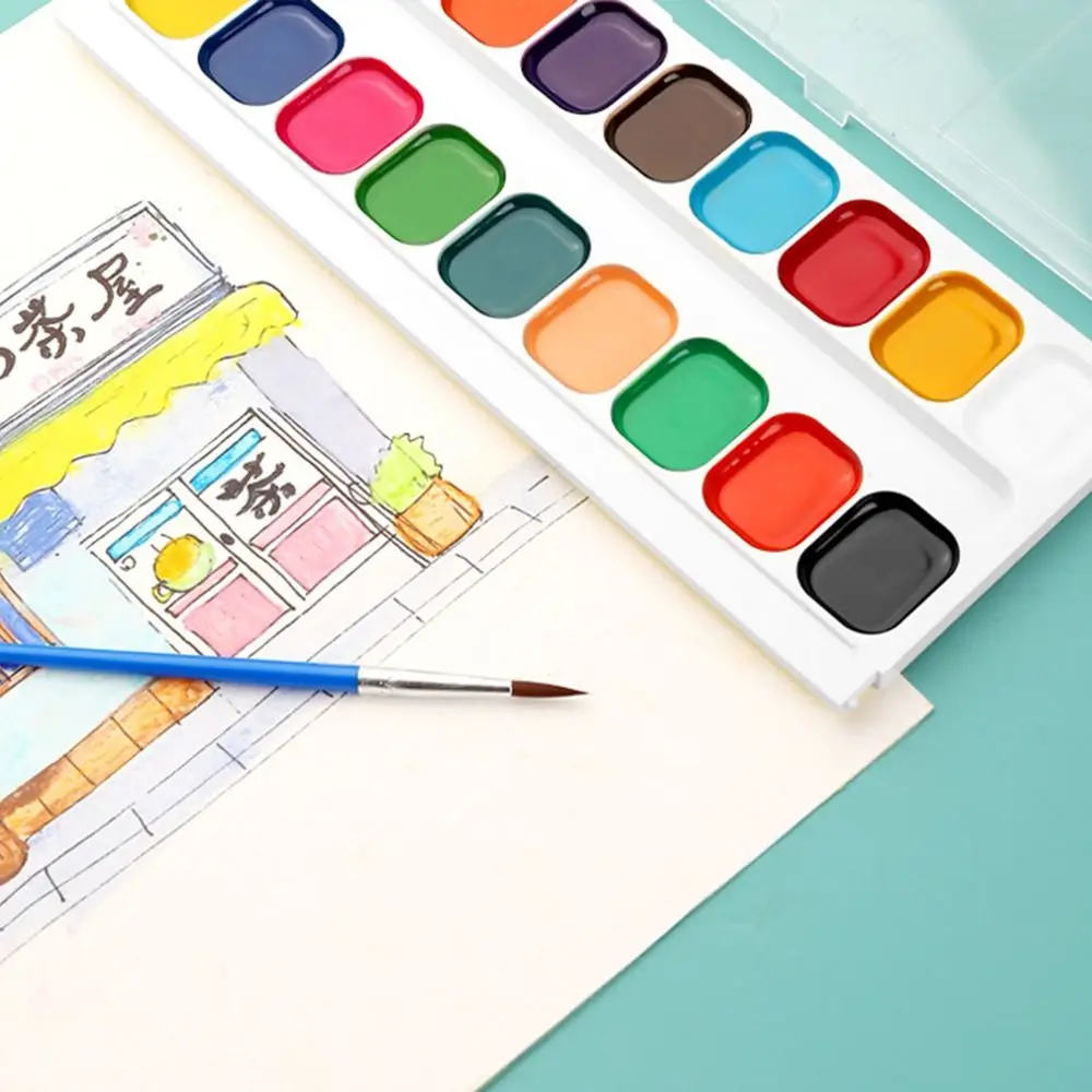 12/14/18 Colori Vernice ad acquerello solido semi-secco Colori ad acquerello lavabili solidi Set di acquerelli per pittura per bambini dipinti a mano