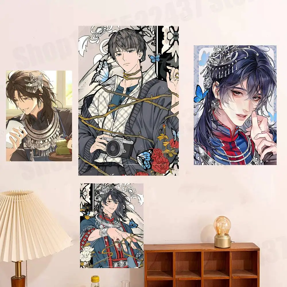 

Qing Gu BL Novel Vintage Retro Poster Sticker Classic Art Painting for Home Bedroom Cafe Office Wall Decor