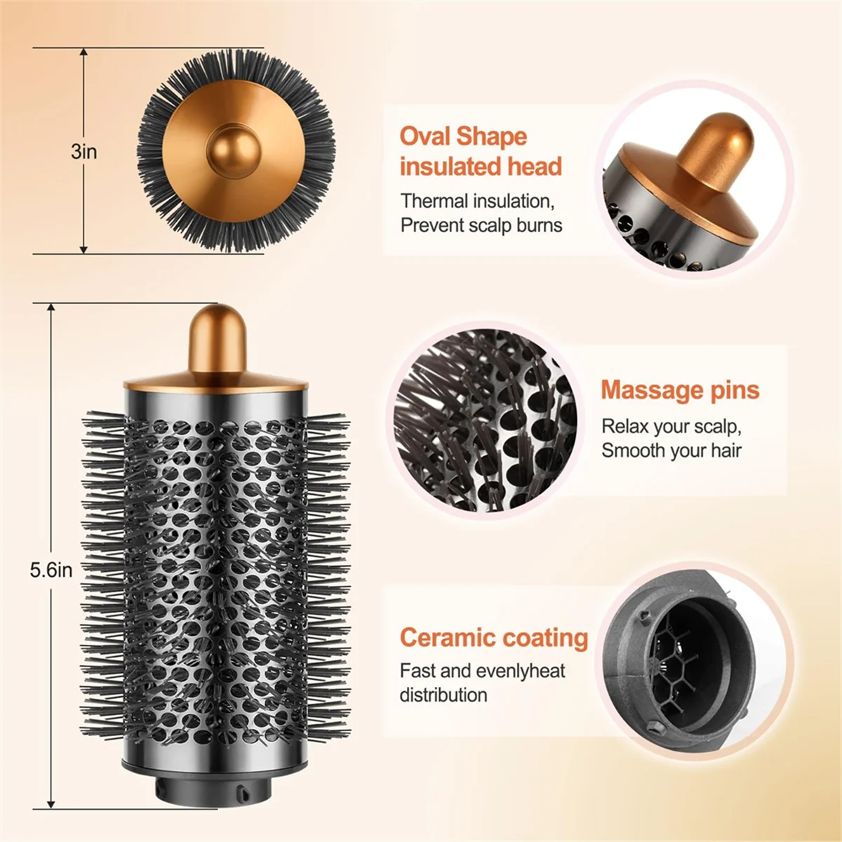 ダイソンエアラップhs05hs01lite用の大きな丸いブラシアタッチメント,滑らかでしっかりした新しいアクセサリー