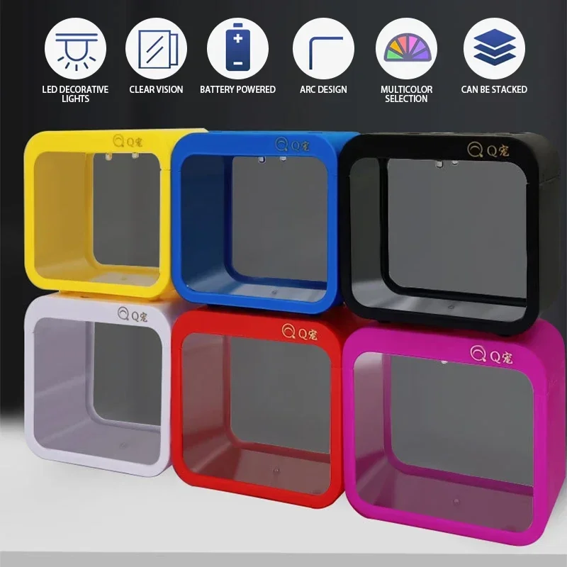 

Modular Led Fish Tank with Isolated Blocks, Easy Assembly for Betta/goldfish Breeding Transparent Small Aquarium