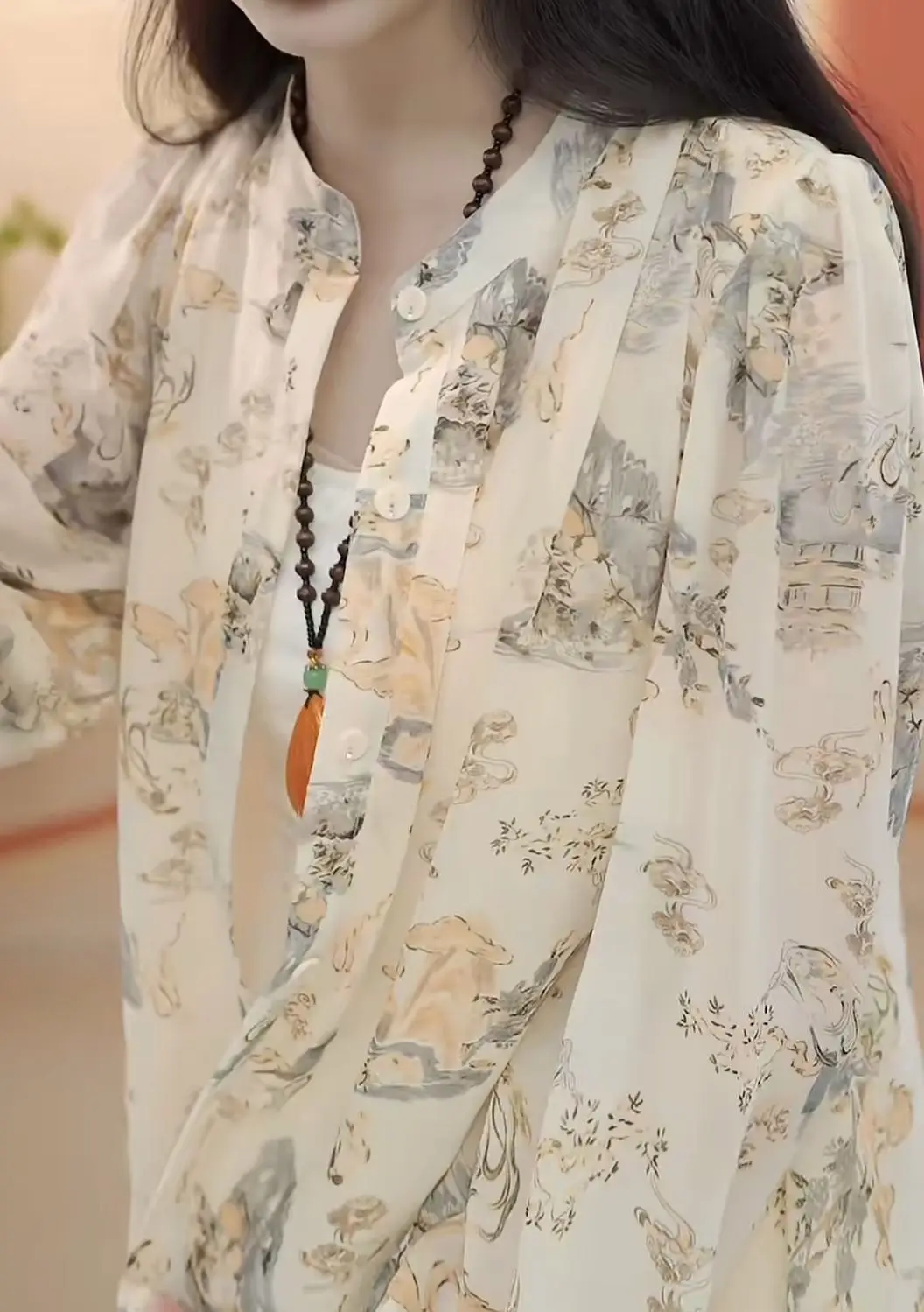 Chemise à fleurs pour femmes, nouvelle mode, Unique, belle, avec manches trois-quarts, ample, Style fin, début d'automne