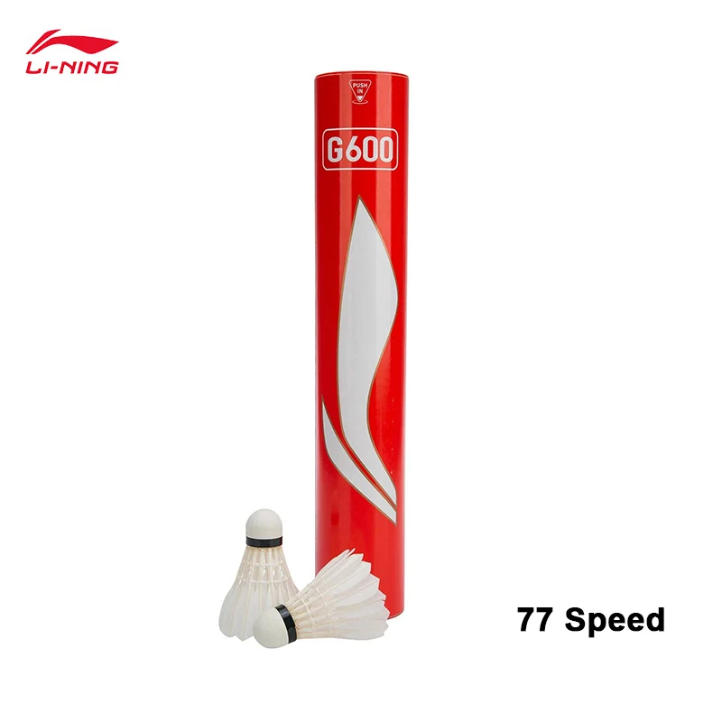 LI-NING Badmintonserie G600 76-speed en 77-speed ganzenveren badminton (12 stuks/vat) AYQR008