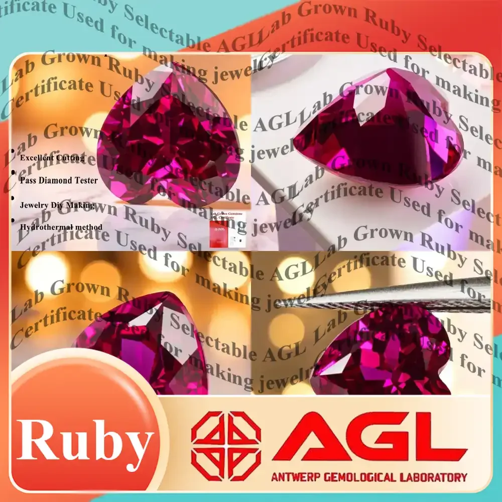 

Lab Grown Ruby Heart Shape Rubellite Color VVS1 for Charms DIY Jewelry Making Necklace Material Selectable Certificate lab