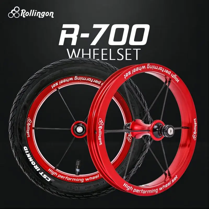 Rollingon Children's Balanced Bike Wheelset 12 Inch R700 Aluminum Alloy Modified Inflatable Wheel with Tire