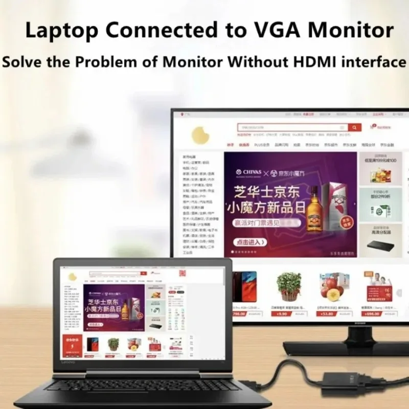 Конвертер 1080P HDMI в VGA с аудиоразъемом 3,5 мм HDMI «папа» на VGA «мама» цифро-аналоговый для ПК, ноутбука, HDTV-проектора